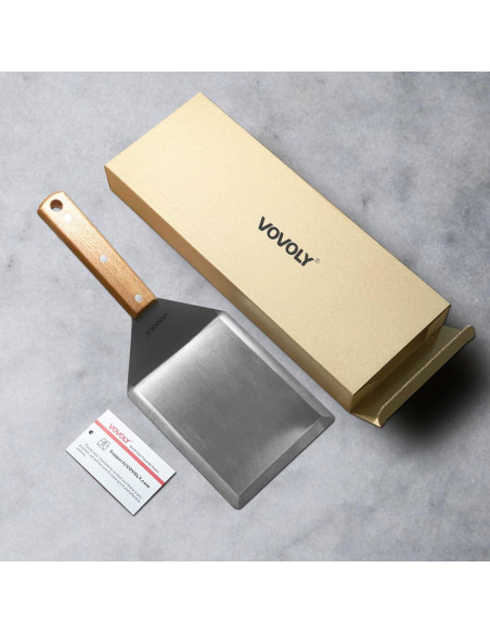 Espátula de Acero Inoxidable Vovoly 12.7x15.2cm con Mango de Madera