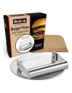 Kit Prensa Hamburguesas Smash Braize 50 Hojas Antiadherentes