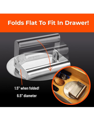 Kit Prensa Hamburguesas Smash Braize 50 Hojas Antiadherentes