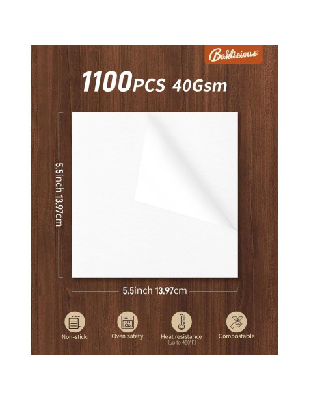 Papel para Hamburguesas Antiadherente Baklicious 1100 Piezas 14x14 cm