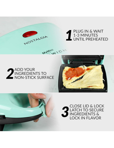 Fabricante de Sándwiches Nostalgia MyMini Verde Menta 1200W