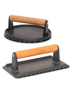 Prensa de Parrilla de Hierro Fundido LEVIASHER 0.99 kg Redonda y Rectangular