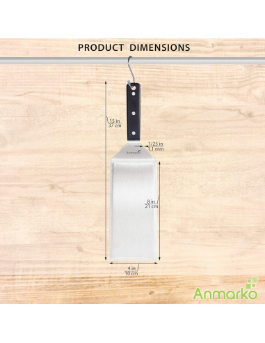 Espátula de Acero Inoxidable Anmarko 20x10 cm - Volteador BBQ