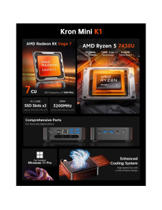 Mini PC ACEMAGICIAN Ryzen 5 7430U 32GB 512GB 4K Triple Pantalla 2