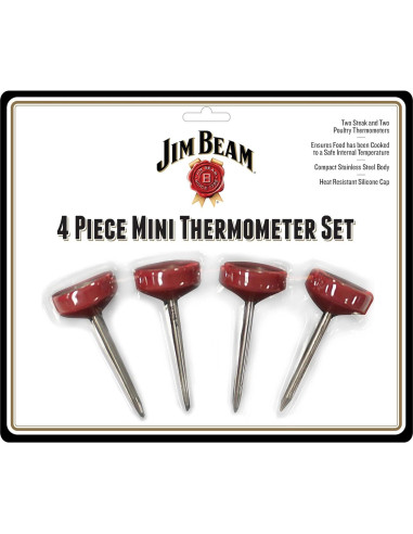 Set de 4 Termómetros de Carne y Aves Jim Beam, Acero Inoxidable