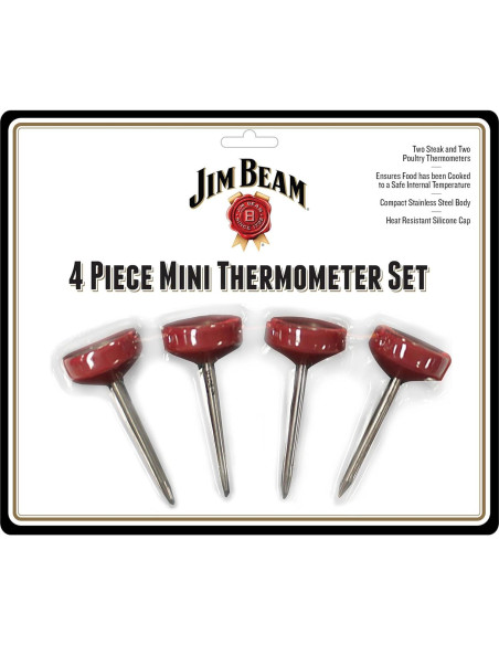 Set de 4 Termómetros de Carne y Aves Jim Beam, Acero Inoxidable