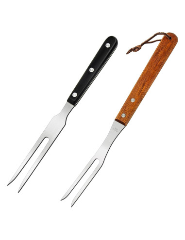 Tenedores de Carne Ponpon 2 Pcs Acero Inoxidable Mango Madera