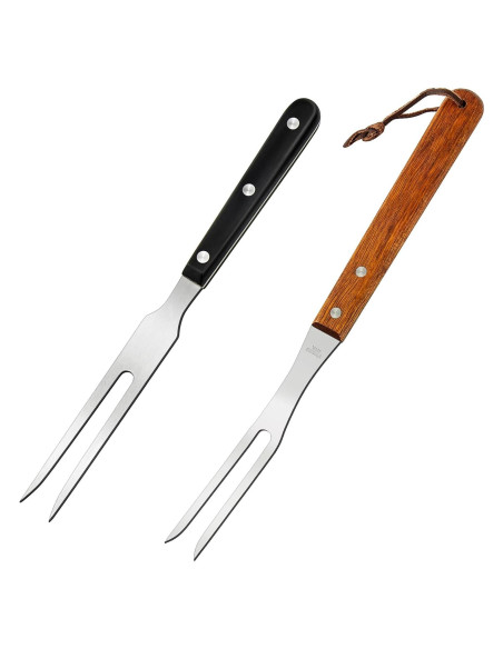 Tenedores de Carne Ponpon 2 Pcs Acero Inoxidable Mango Madera