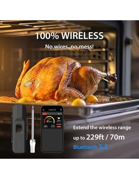 Termómetro Digital Inalámbrico ARMEATOR para Carne y BBQ Termómetro Digital Inalámbrico ARMEATOR para Carne y BBQ