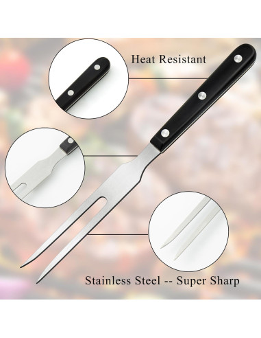 Tenedores de Carne Ponpon 2 Pcs Acero Inoxidable Mango Madera