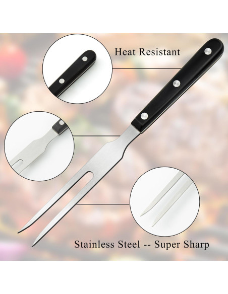 Tenedores de Carne Ponpon 2 Pcs Acero Inoxidable Mango Madera