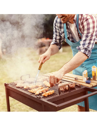 Tenedores de Carne Ponpon 2 Pcs Acero Inoxidable Mango Madera