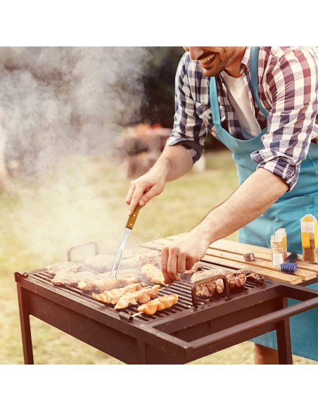 Tenedores de Carne Ponpon 2 Pcs Acero Inoxidable Mango Madera