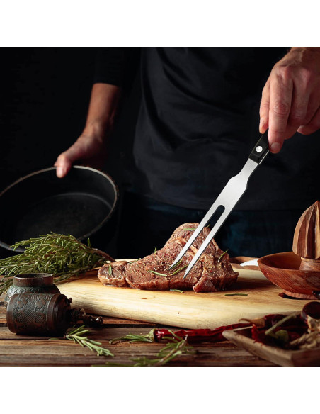 Tenedores de Carne Ponpon 2 Pcs Acero Inoxidable Mango Madera