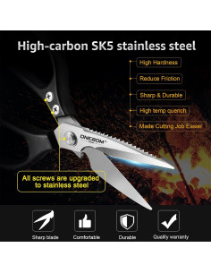 Tijeras de Cocina OneBom 2 Piezas Acero Inoxidable Afiladas 2