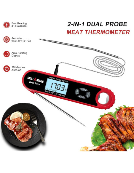 Termómetro Digital Heat Hero para Carne - Lectura Instantánea Termómetro Digital Heat Hero para Carne - Lectura Instantánea