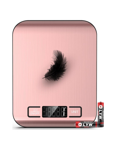 Balanza de Cocina Digital Mik-Nana 10 kg Rosa, LCD, Acero Inoxidable