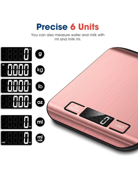 Balanza de Cocina Digital Mik-Nana 10 kg Rosa, LCD, Acero Inoxidable