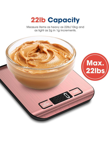 Balanza de Cocina Digital Mik-Nana 10 kg Rosa, LCD, Acero Inoxidable