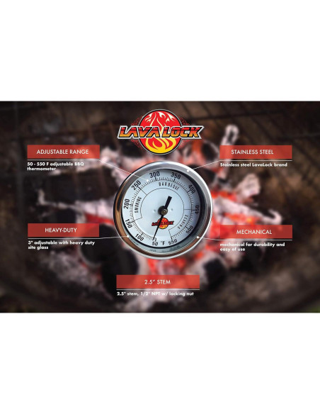 Termómetro de Barbacoa Ajustable LavaLock LL-TH3ADJ 10-288C