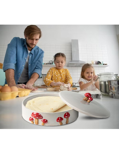 Calentador de Tortillas DGU Cerámica Hongo 20.32 cm Blanco