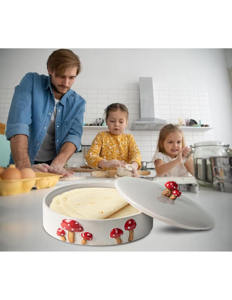 Calentador de Tortillas DGU Cerámica Hongo 20.32 cm Blanco