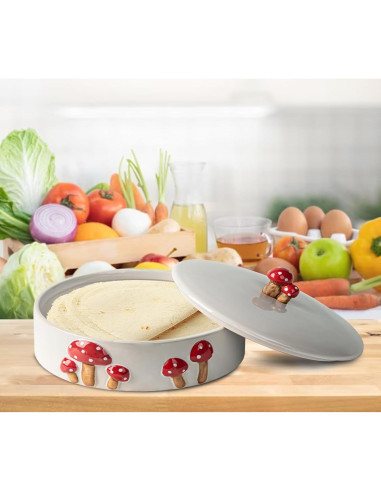Calentador de Tortillas DGU Cerámica Hongo 20.32 cm Blanco