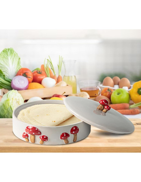 Calentador de Tortillas DGU Cerámica Hongo 20.32 cm Blanco