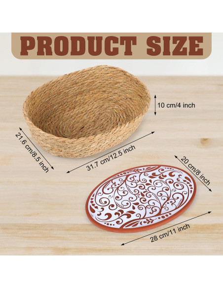 Set de 2 Cestas Calentadoras de Pan Qinyoung con Piedra 31.7x21.6cm