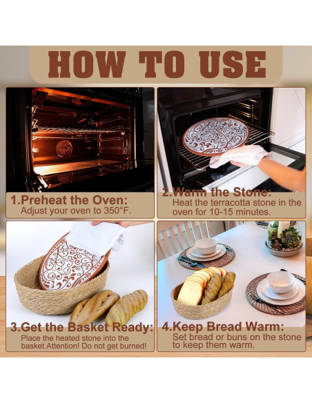 Set de 2 Cestas Calentadoras de Pan Qinyoung con Piedra 31.7x21.6cm