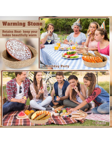 Set de 2 Cestas Calentadoras de Pan Qinyoung con Piedra 31.7x21.6cm