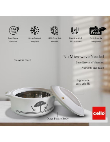 Olla Térmica Aislada Cello Chef 3500ml Blanca