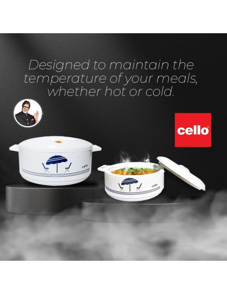 Cazuela Calentador y Enfriador Cello Chef 1500ml Blanco