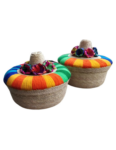 Paquete de 2 Tortilleros Sombrero y Tela de Tortilla - Hecho a Mano