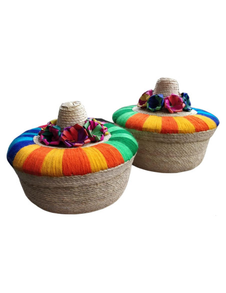 Paquete de 2 Tortilleros Sombrero y Tela de Tortilla - Hecho a Mano