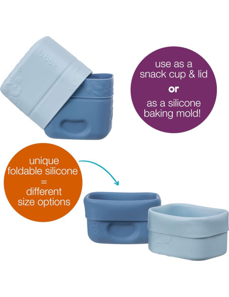 Tazas de Snack de Silicona b.box - Paquete de 2, Apta para Microondas y Lavavajillas