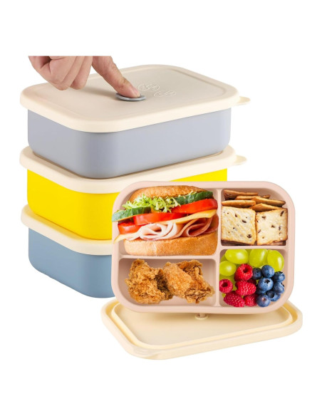 Cajas Bento de Silicona Homaisson 4 PCS 4 Compartimentos
