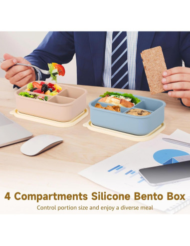 Cajas Bento de Silicona Homaisson 4 PCS 4 Compartimentos