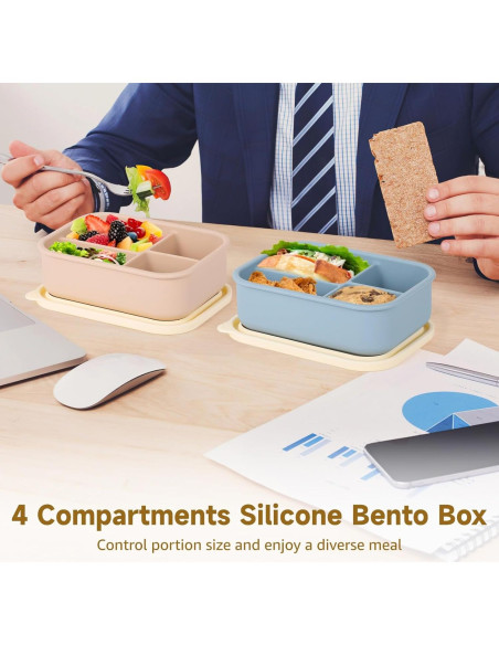 Cajas Bento de Silicona Homaisson 4 PCS 4 Compartimentos