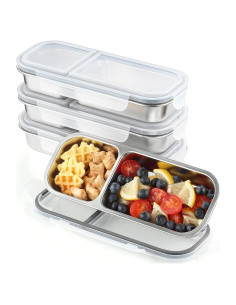 Contenedores de Aperitivos BEFOY Acero Inoxidable 4 Piezas 3 Compartimentos