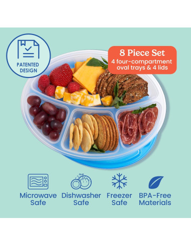 Contenedores Ovalados Bentgo Easyboxes 4 Compartimentos Set 8 Piezas