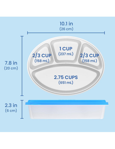 Contenedores Ovalados Bentgo Easyboxes 4 Compartimentos Set 8 Piezas
