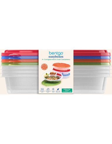 Contenedores Ovalados Bentgo Easyboxes 4 Compartimentos Set 8 Piezas