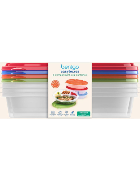 Contenedores Ovalados Bentgo Easyboxes 4 Compartimentos Set 8 Piezas Contenedores Ovalados Bentgo Easyboxes 4 Compartimentos Set 8 Piezas