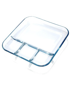 Plato Dividido de Vidrio NUTRIUPS 25.4 cm Cuadrado Reutilizable