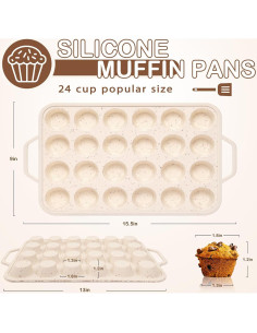 Molde para Muffins Mini iArtker 24 Tazas Silicona Antiadherente 2
