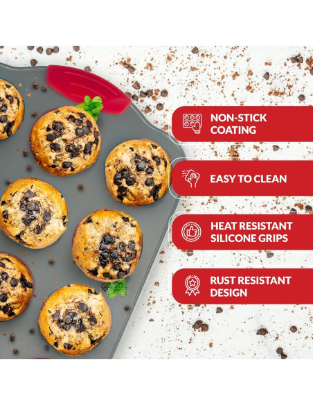 Sartén para Mini Muffins Boxiki 12 Tazas Acero Antiadherente Sartén para Mini Muffins Boxiki 12 Tazas Acero Antiadherente