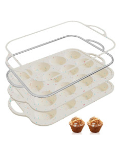 Molde de Silicona para Muffin Socisen 12 Tazas Regular Crema