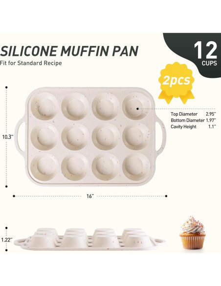 Molde de Silicona para Muffin Socisen 12 Tazas Regular Crema