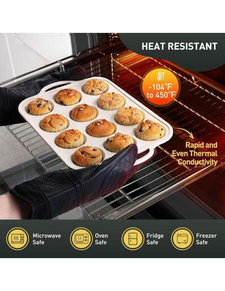 Molde de Silicona para Muffin Socisen 12 Tazas Regular Crema